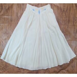 Vintage 80s White Cream Long Flat Front Maxi Skirt SZ 7/8 SM Geo Design A-line